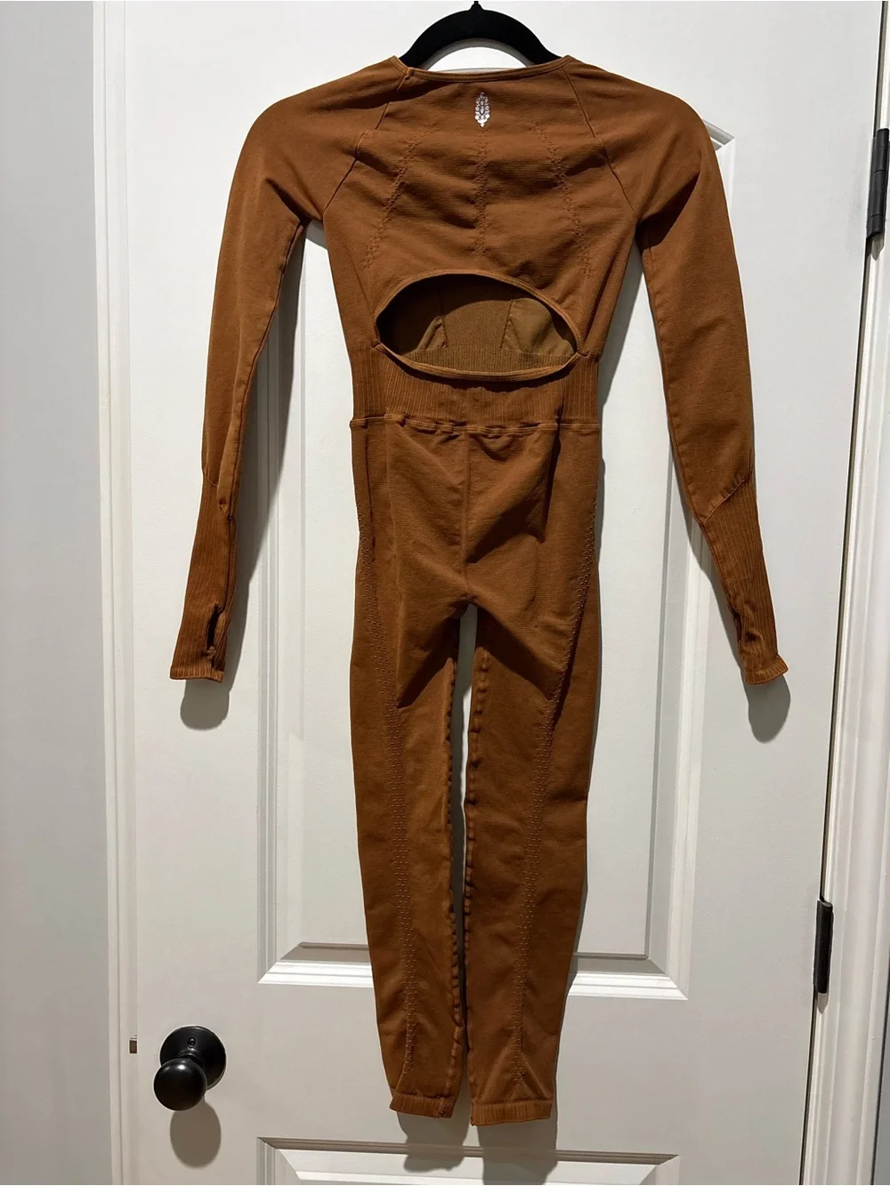 Free People Movement Brown Long Sleeve Open Back Jumpsuit XS/S NWOT